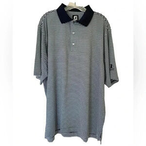 FootJoy FJ Black and Gray Striped Golf Performance Polo Size Large